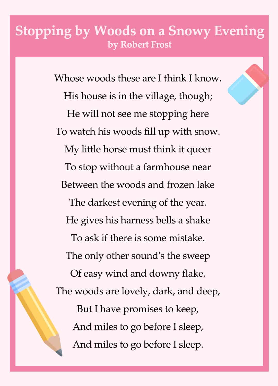 stopping by the woods on a snowy evening by Robert Frost