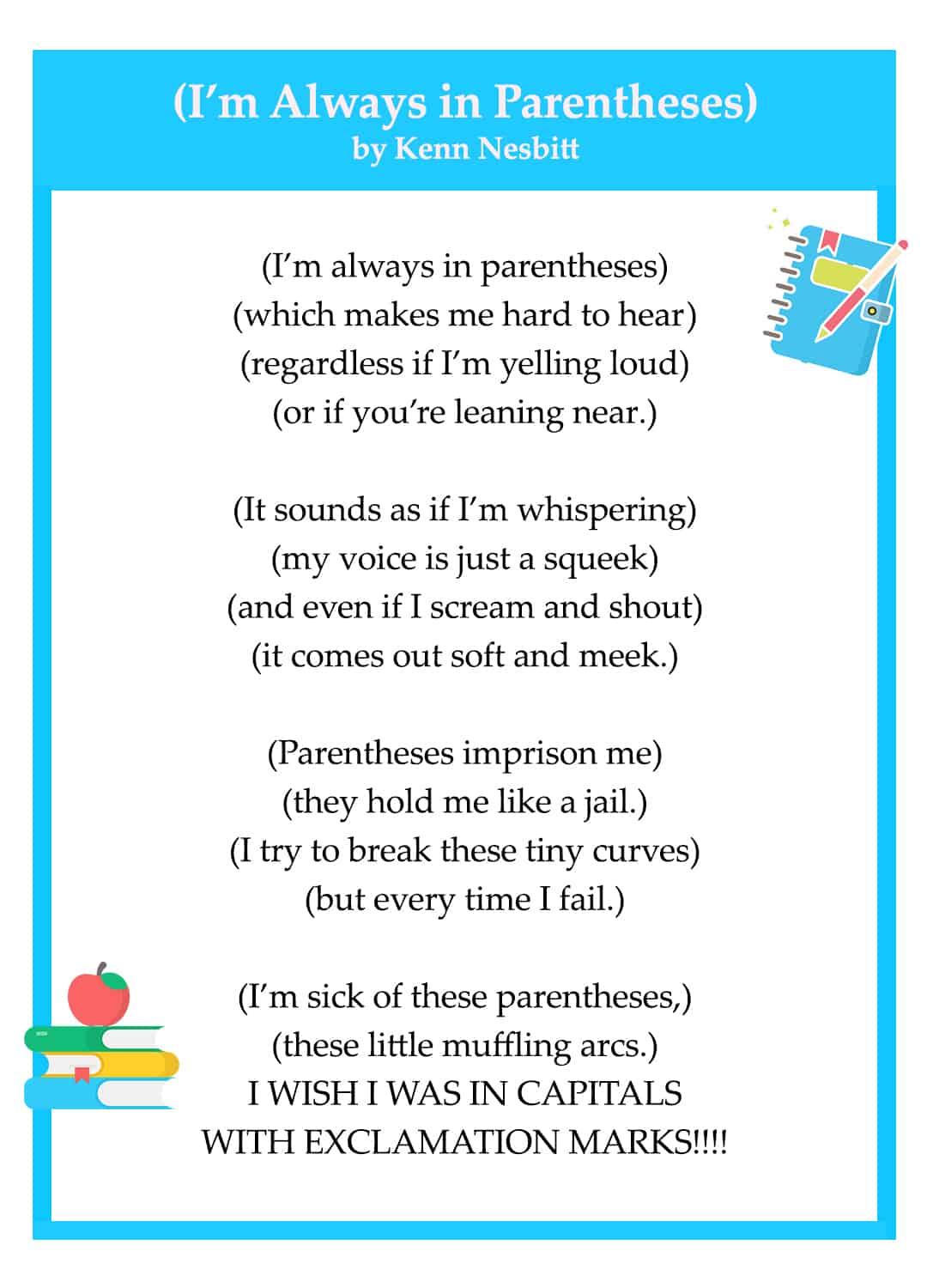 im always in parentheses by Kenn Nesbitt im always in parentheses by Kenn Nesbitt