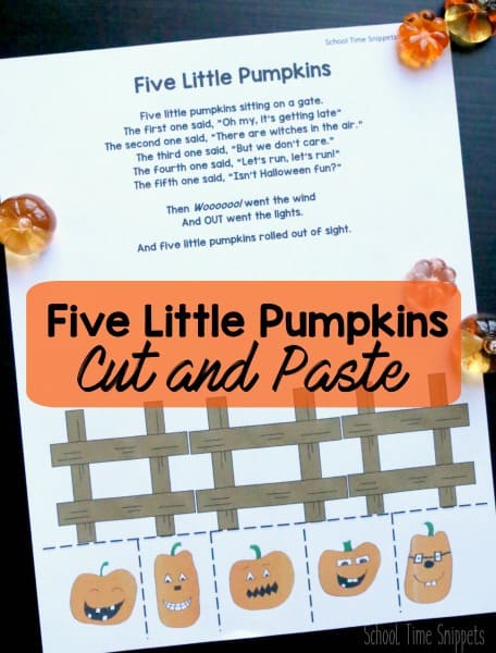 five little pumpkin cut and paste printable five little pumpkin cut and paste printable
