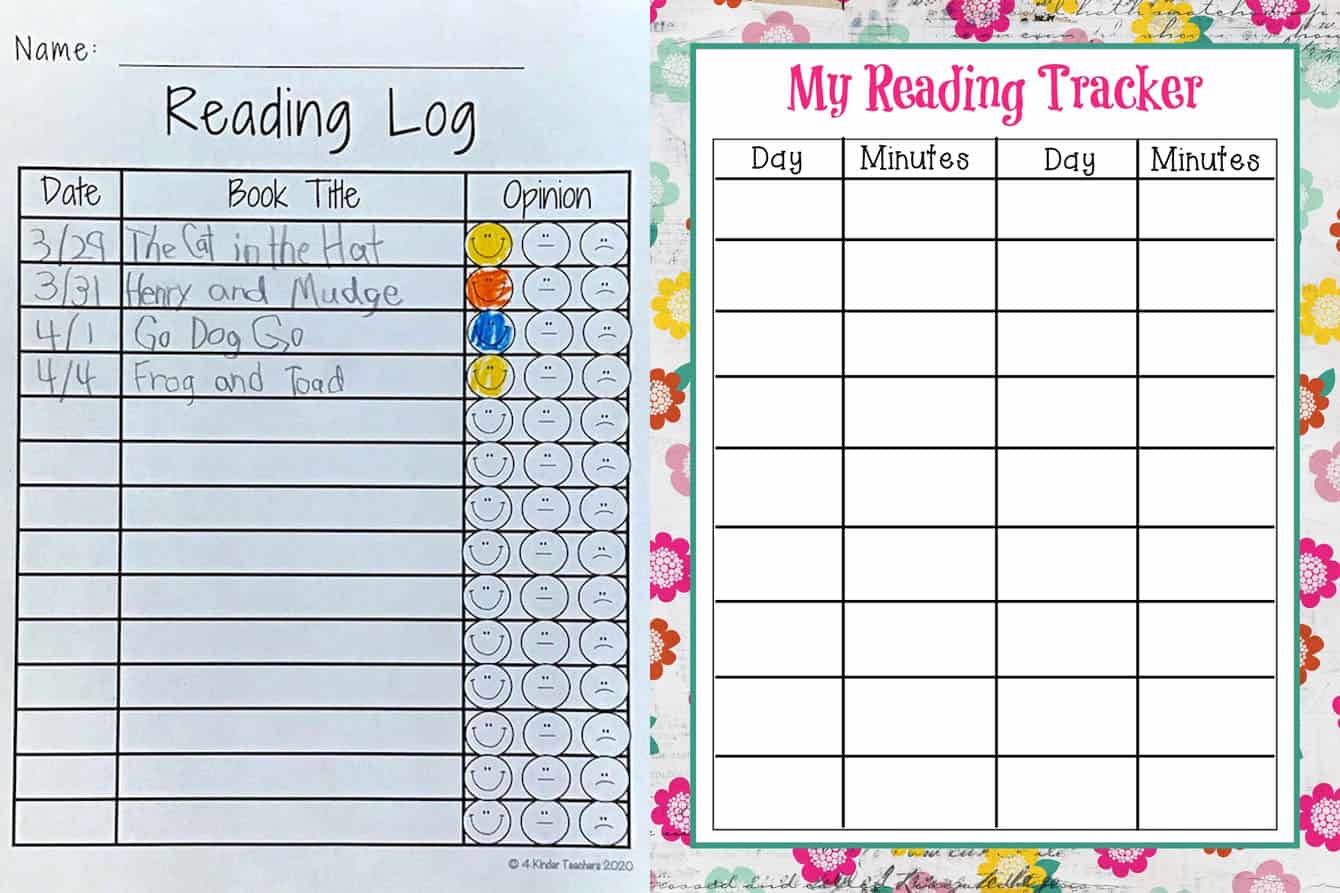 Free Printable Reading Logs For Kindergarten