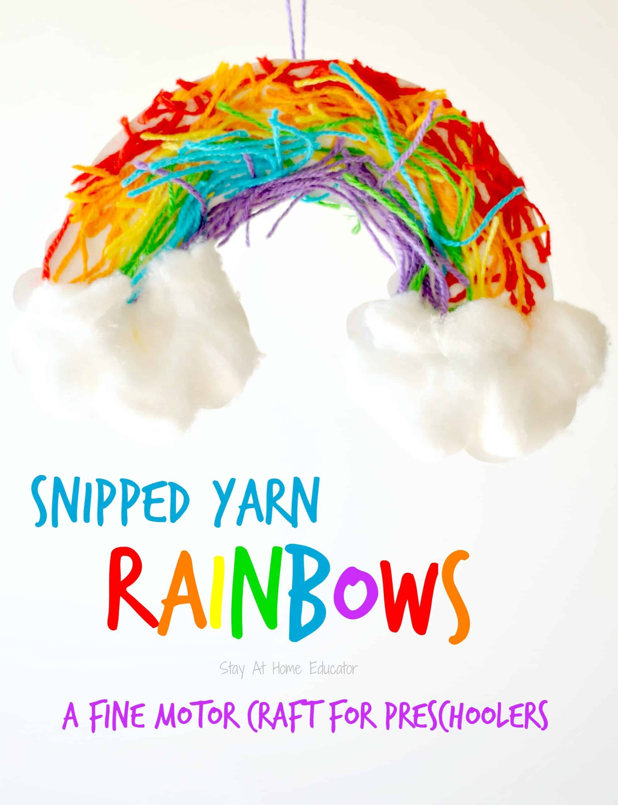 Snipped-yarn-rainbows-a-fine-motor-craft-for-preschoolers-Stay-At-Home-Educator