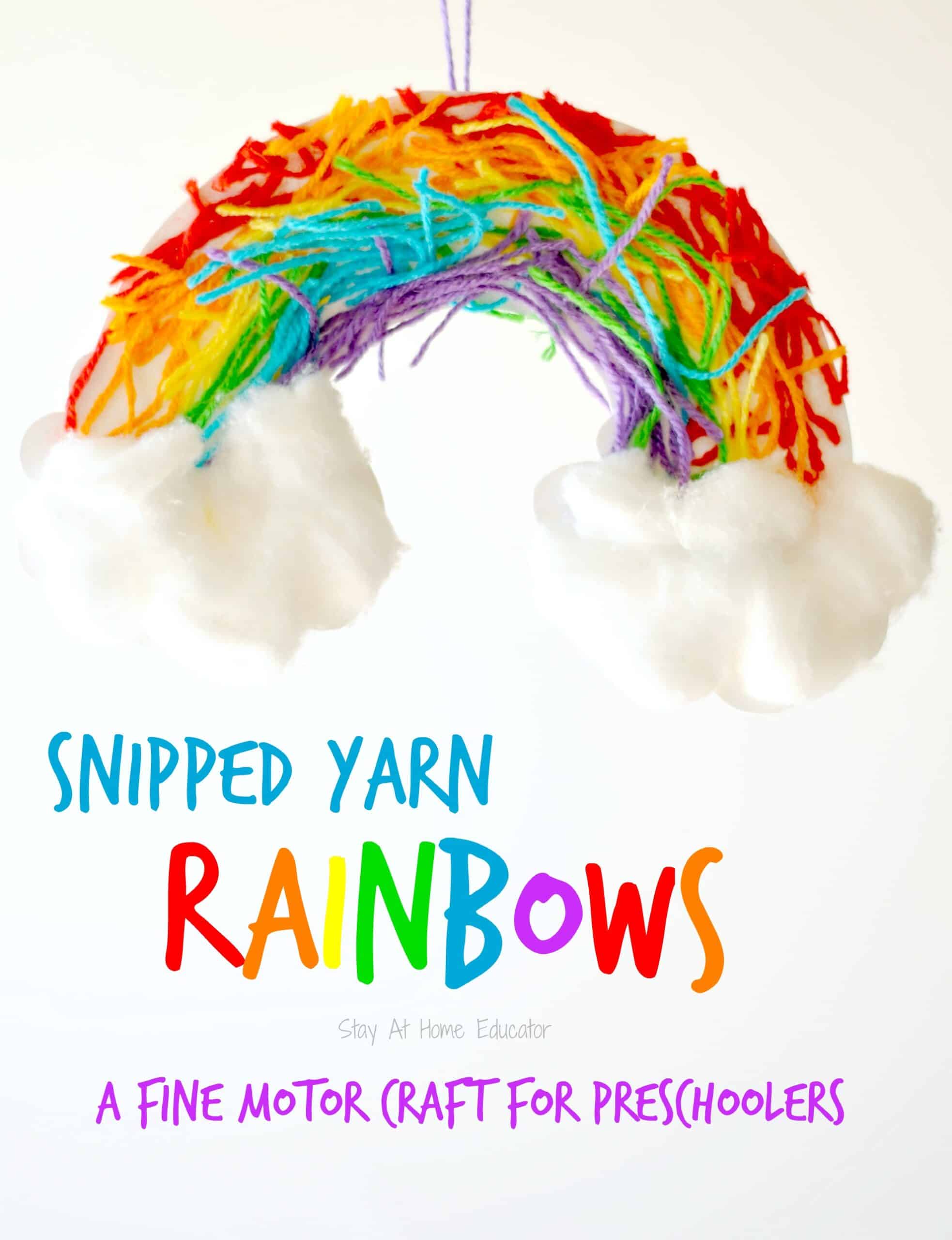 Snipped-yarn-rainbows-a-fine-motor-craft-for-preschoolers-Stay-At-Home-Educator Snipped-yarn-rainbows-a-fine-motor-craft-for-preschoolers-Stay-At-Home-Educator