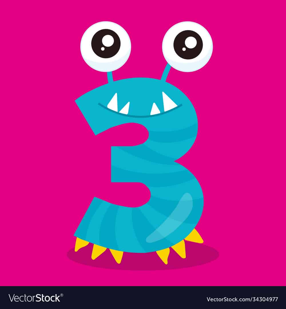 Monster,Number,3,03,Vector,illustration,cartoon