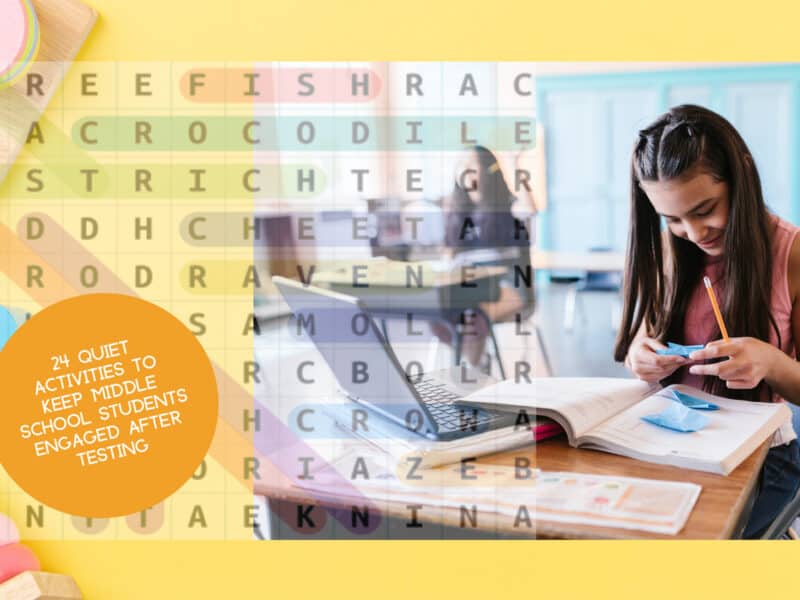 quiet activities for middle school
