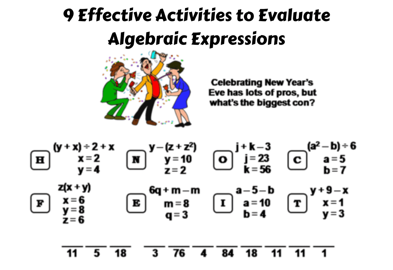 9 Effective Activities To Evaluate Algebraic Expressions Teaching 