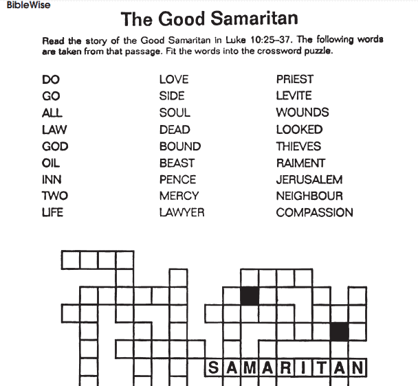 Good Samaritan Activity Sheets Free Printable Templates