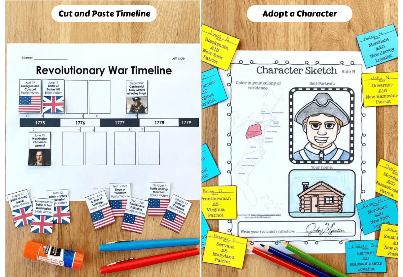 american revolution timeline for students