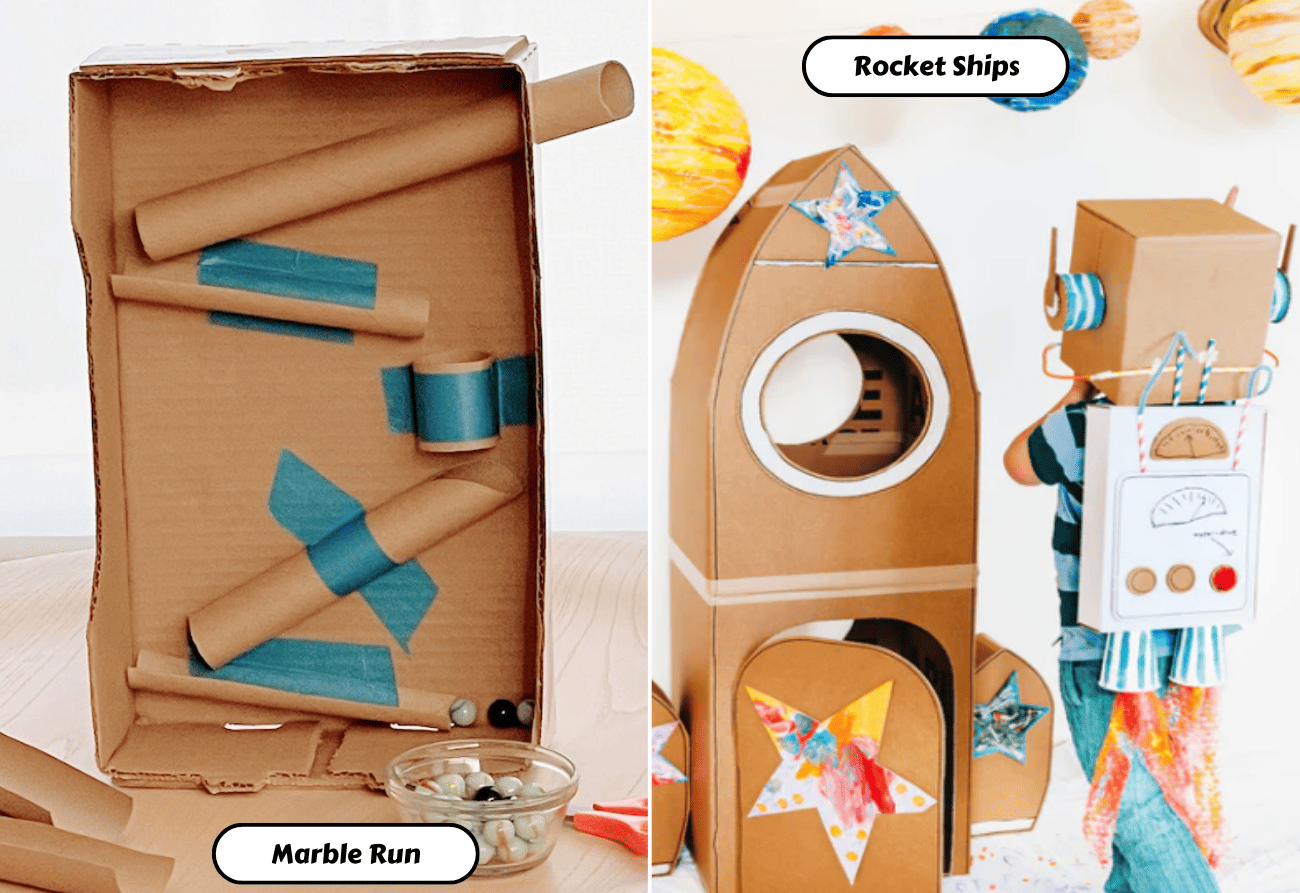 Simple Cardboard Box Activities and Crafts for Kids - Little Fish