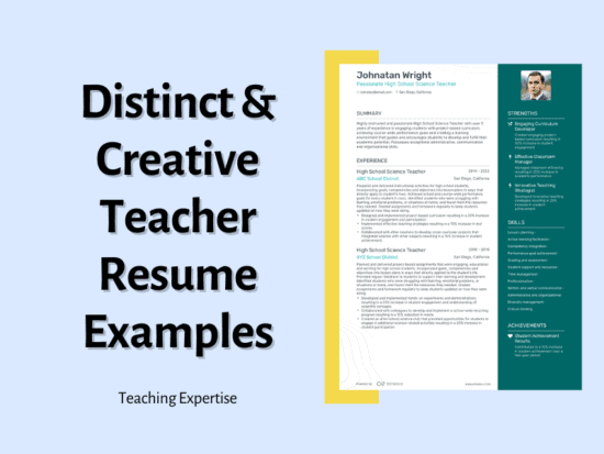 20 Distinct amp Creative Teacher - FP Distinct Creative Teacher Resume Examples 2 550x413 